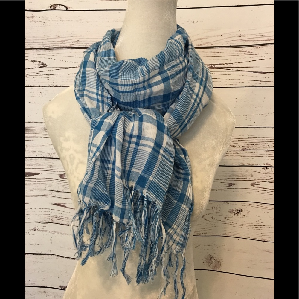 Blue & White Plaid Scarf